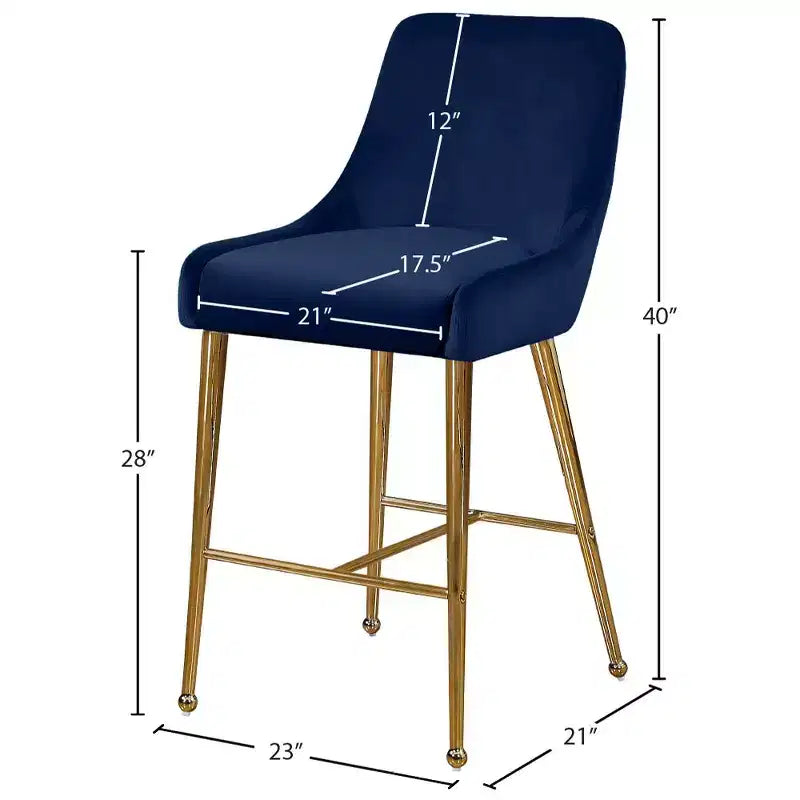 Meridian Furniture,Owen Navy Velvet Stool, Set of 2