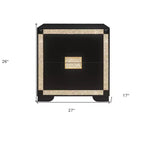 Table de chevet en bois HomeRoots 26, noir et or, deux tiroirs, effet cristal bling