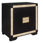 Table de chevet en bois HomeRoots 26, noir et or, deux tiroirs, effet cristal bling