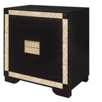 Table de chevet en bois HomeRoots 26, noir et or, deux tiroirs, effet cristal bling