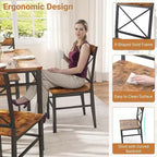 Zevemomo 5-Piece Dining Table Set, Dining Table Set for 4, , with 4 Curved Backrest Chairs, Compact Dining Set for Small Spaces & Kitchen-Brown