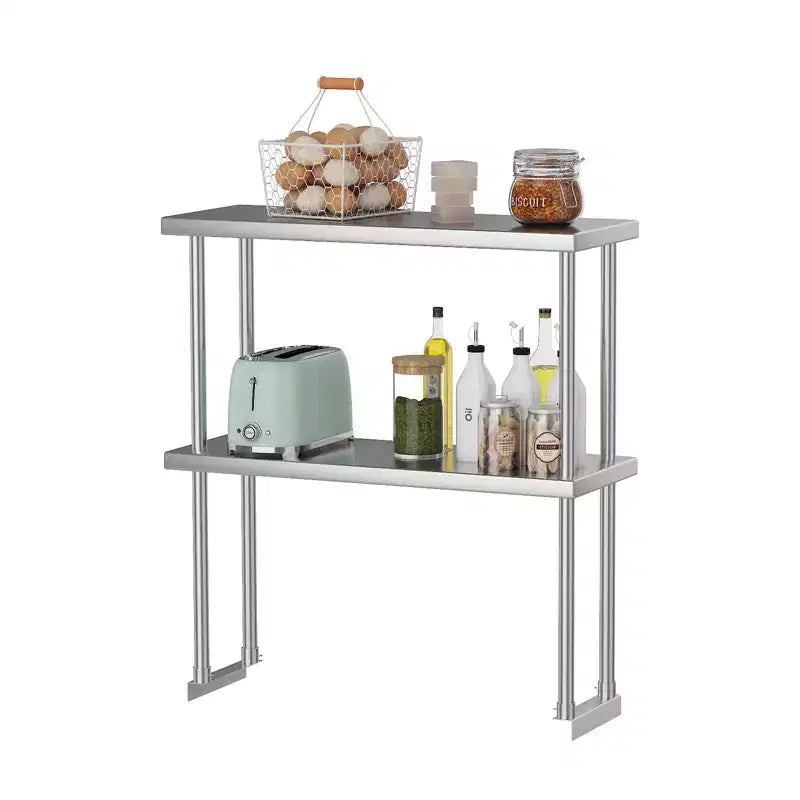 12x30 Stainless Steel Overshelf for Prep & Work Table, 360Lb Capacity 2 Tier Worktable Shelf, Adjustable Double Overshelf for Restaurant, Kitchen