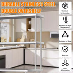 12x30 Stainless Steel Overshelf for Prep & Work Table, 360Lb Capacity 2 Tier Worktable Shelf, Adjustable Double Overshelf for Restaurant, Kitchen