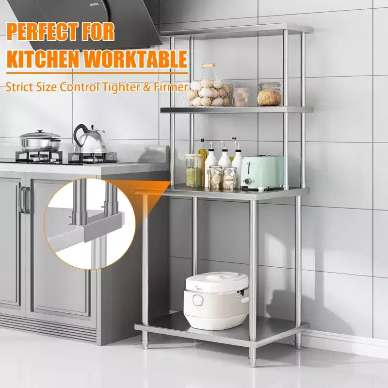 12x30 Stainless Steel Overshelf for Prep & Work Table, 360Lb Capacity 2 Tier Worktable Shelf, Adjustable Double Overshelf for Restaurant, Kitchen
