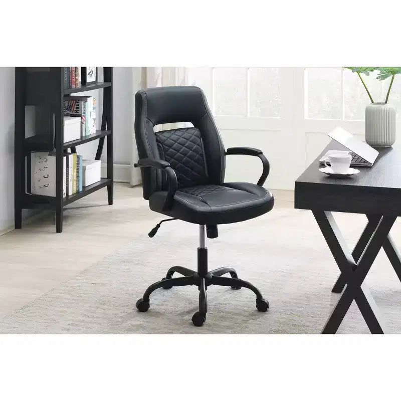 Okak Gaming Chair with Armrest, Criss Cross Chair with Wheels, Upholstered Computer Chair for Study, Office, Gaming Room