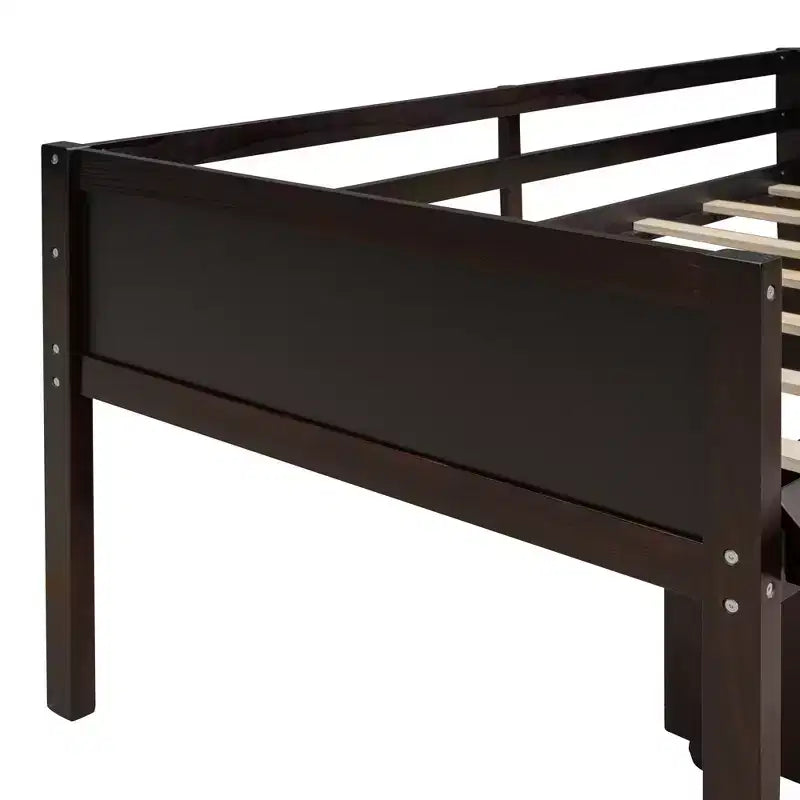 Lit mezzanine bas Bellemave avec toboggan, mur d'escalade et tableau, lit mezzanine enfant en bois avec 2 boîtes de rangement, expresso