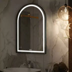 MAYEERTY Miroir de salle de bain en alliage d'aluminium arqué avec fonction désembuage encadré pour salle de bain noir