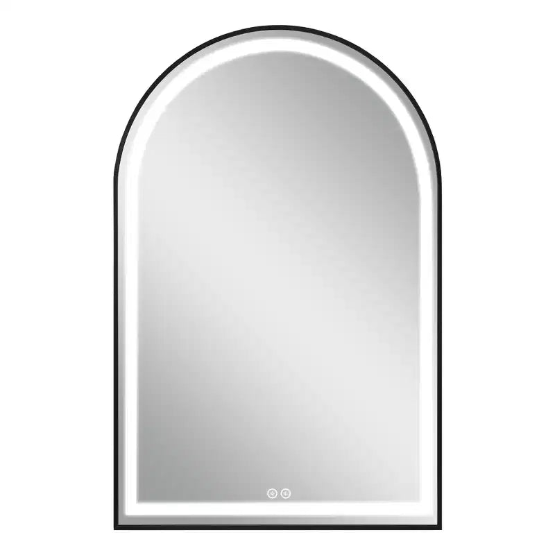 MAYEERTY Miroir de salle de bain en alliage d'aluminium arqué avec fonction désembuage encadré pour salle de bain noir