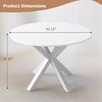 Table à manger ronde Zevemomo, table de salle à manger de 42 po pour 4 à 6 personnes, petite table ronde avec pieds croisés en métal, pour cuisine, appartement, salon, marbre blanc