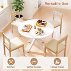 Table à manger ronde Zevemomo, table de salle à manger de 42 po pour 4 à 6 personnes, petite table ronde avec pieds croisés en métal, pour cuisine, appartement, salon, marbre blanc