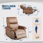 Swivel Rocking Recliner Chair, Manual Leather Recliner Glider with Lumbar Support & Padded Armrest, Comfortable Rocker Nursery Sofa for Living Room