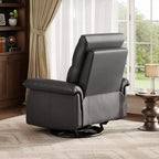 Swivel Rocking Recliner Chair, Manual Leather Recliner Glider with Lumbar Support & Padded Armrest, Comfortable Rocker Nursery Sofa for Living Room