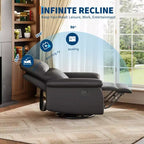 Swivel Rocking Recliner Chair, Manual Leather Recliner Glider with Lumbar Support & Padded Armrest, Comfortable Rocker Nursery Sofa for Living Room