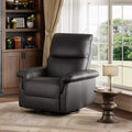 Swivel Rocking Recliner Chair, Manual Leather Recliner Glider with Lumbar Support & Padded Armrest, Comfortable Rocker Nursery Sofa for Living Room