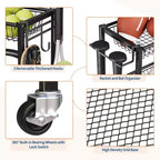 Sports Equipment Organizer,Large Capacity Garage Sports Toy Organizer with Hooks and Baskets,Rolling Ball Cart