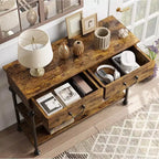 Narrow Console Table with 2 Drawers and Storage Shelves, Small Entryway Table for Living Room, Hallway, Sofa Table, Space-Saving Design