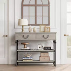 Narrow Console Table with 2 Drawers and Storage Shelves, Small Entryway Table for Living Room, Hallway, Sofa Table, Space-Saving Design