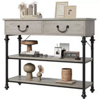 Narrow Console Table with 2 Drawers and Storage Shelves, Small Entryway Table for Living Room, Hallway, Sofa Table, Space-Saving Design