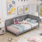 Bellemave Twin Size Daybed Frame with Backrest, Wood Twin Size Kids Bed with Slat Support for Kids,Teens,Daybed for Living Room, Bedroom,Gray