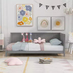 Bellemave Twin Size Daybed Frame with Backrest, Wood Twin Size Kids Bed with Slat Support for Kids,Teens,Daybed for Living Room, Bedroom,Gray