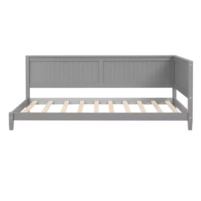 Bellemave Twin Size Daybed Frame with Backrest, Wood Twin Size Kids Bed with Slat Support for Kids,Teens,Daybed for Living Room, Bedroom,Gray