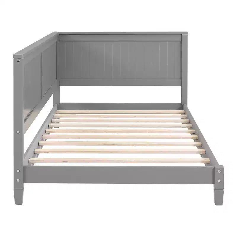 Bellemave Twin Size Daybed Frame with Backrest, Wood Twin Size Kids Bed with Slat Support for Kids,Teens,Daybed for Living Room, Bedroom,Gray
