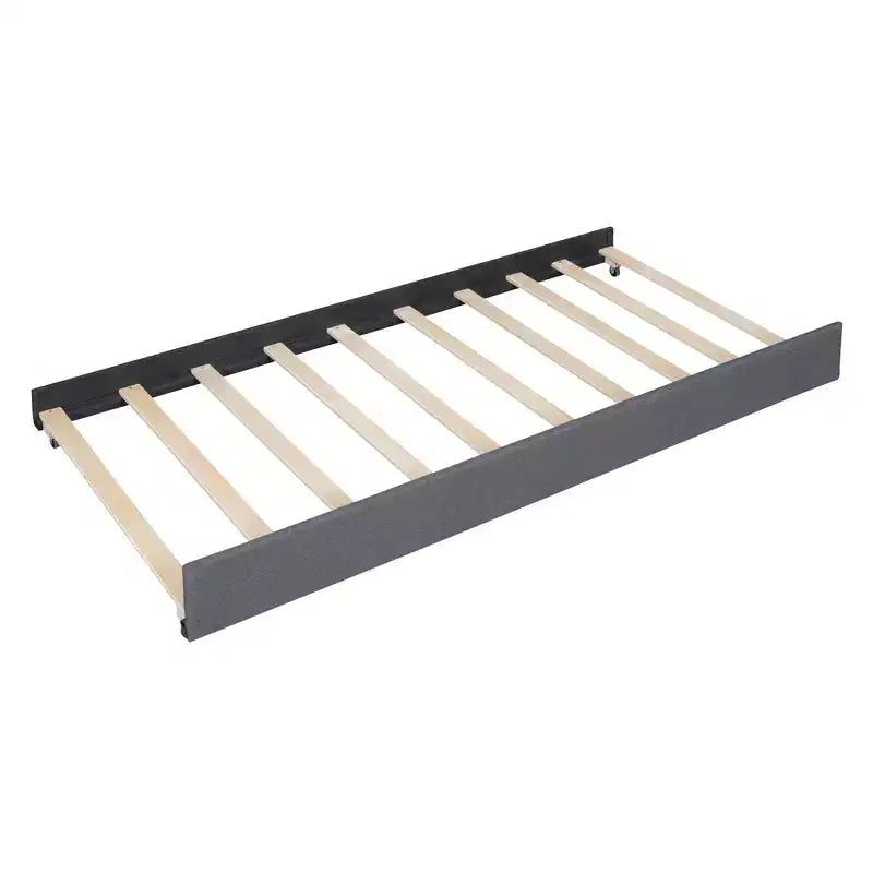 Cadre de lit rembourré en lin Bellemave avec tiroirs de rangement, cadre de lit plateforme moderne avec tête de lit et lit gigogne, aucun sommier tapissier requis, gris