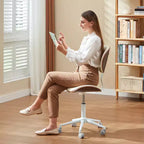 Bestier Bentwood Ergonomic Armless Home Office Desk Chair, Comfy Table Chair with Lumbar Support, PU Leather Height Adjustable Task Chair with Wheels