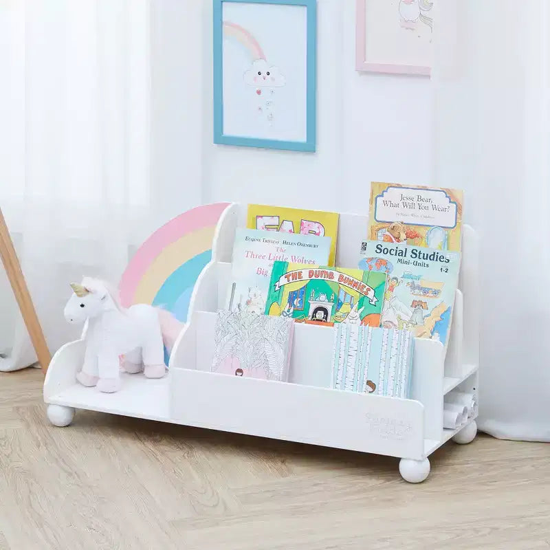 Fantasy Fields Kids Rainbow 3-Tier Horizontal Staggered Wooden Display Bookcase