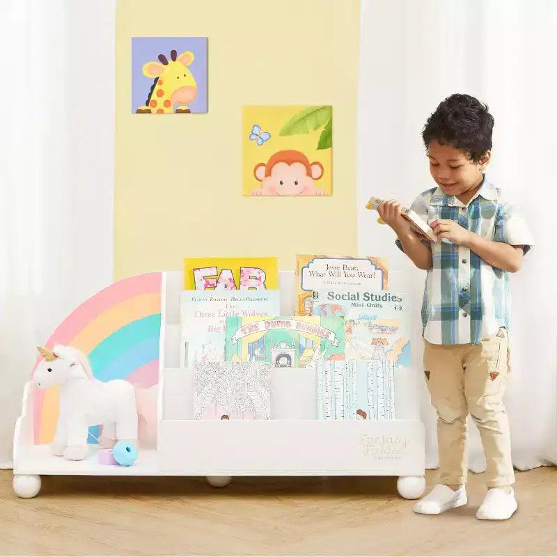 Fantasy Fields Bibliothèque d'affichage en bois à 3 niveaux pour enfants Rainbow