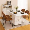 Homy Casa Foldable Dining Table with Storage, White Marble Finish  Multifunctional Space-Saving Design