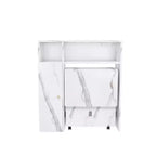 Table de salle à manger pliable Homy Casa avec rangement, finition marbre blanc, design multifonctionnel et peu encombrant