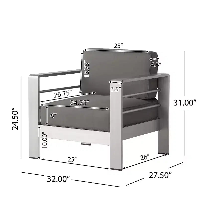 Christopher Knight Home Cape Coral Outdoor Aluminum 7 Seater Chat Set with Fire Pit