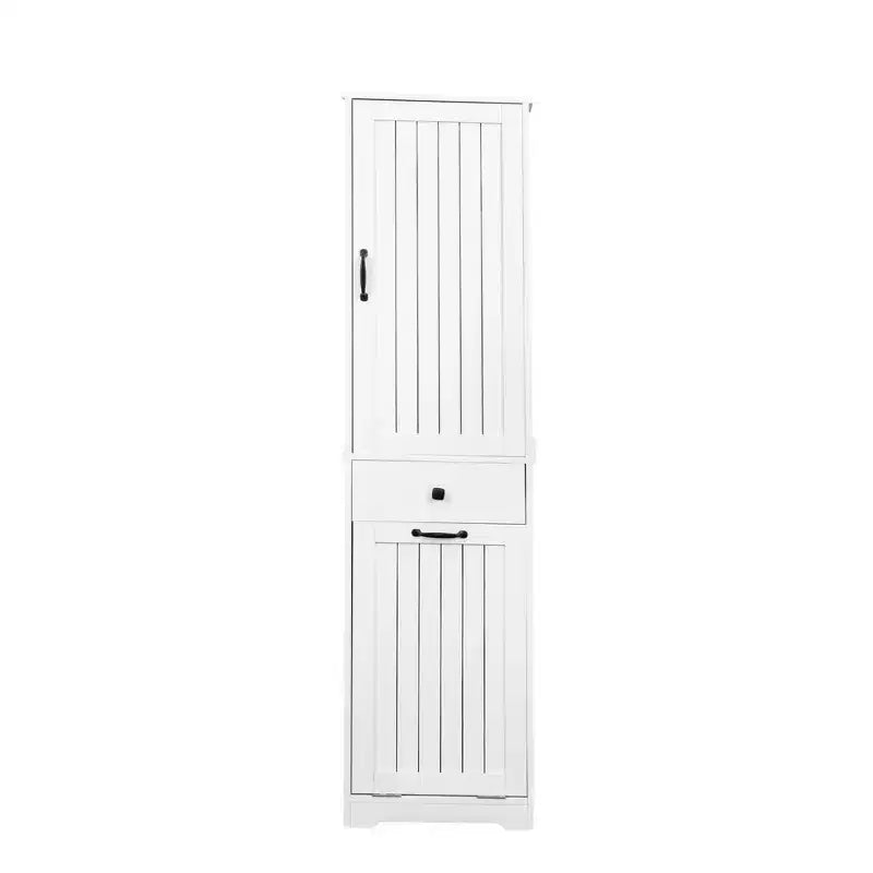 GDFStudio Sabina Armoire de buanderie moderne de 180 cm de haut avec 1 panier à linge basculant, 1 porte et 1 tiroir