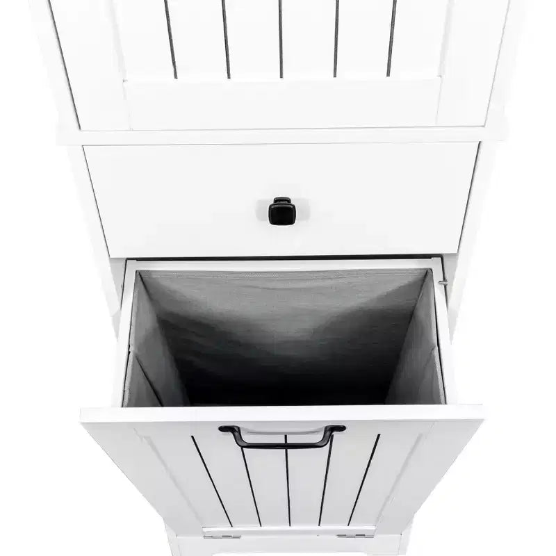 GDFStudio Sabina Armoire de buanderie moderne de 180 cm de haut avec 1 panier à linge basculant, 1 porte et 1 tiroir