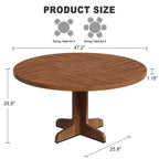 Table à manger ronde de 47" pour 4 avec pieds incurvés, meuble en nanmu doré, table de salle à manger circulaire sur pied de style ferme, cuisine et salle à manger/salon