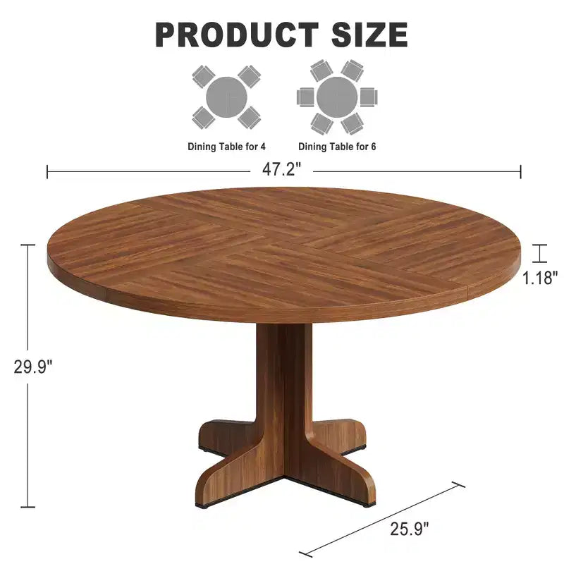 Table à manger ronde de 47" pour 4 avec pieds incurvés, meuble en nanmu doré, table de salle à manger circulaire sur pied de style ferme, cuisine et salle à manger/salon