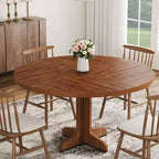 Table à manger ronde de 47" pour 4 avec pieds incurvés, meuble en nanmu doré, table de salle à manger circulaire sur pied de style ferme, cuisine et salle à manger/salon
