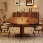 Table à manger ronde de 47" pour 4 avec pieds incurvés, meuble en nanmu doré, table de salle à manger circulaire sur pied de style ferme, cuisine et salle à manger/salon