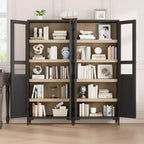 Tall Storage Cabinet with Glass Doors, 5-Tier Pantry Cabinet with Adjustable Shelves for Kitchen and Bathroom