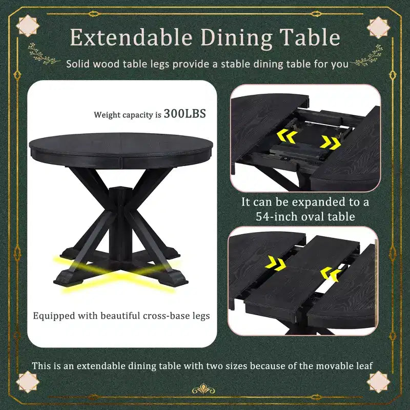 Bellemave Table à manger extensible rétro et fonctionnelle avec rallonge de 30 cm pour salle à manger et salon (Espresso)