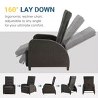 Heynemo Adjustable Rattan Recliner, Outdoor Lounge Chair with Backrest and Footrest, Weather-Resistant Wicker Patio Furniture with Storage Side Table