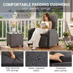 Heynemo Adjustable Rattan Recliner, Outdoor Lounge Chair with Backrest and Footrest, Weather-Resistant Wicker Patio Furniture with Storage Side Table