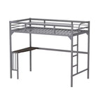Okak Minimalism Loft Bed with Build-In Desk, Twin Loft Bed with Ladder and Guardrails, Bed Frames for Kids and Teenagers