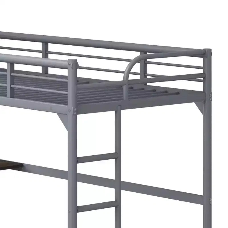 Okak Minimalism Loft Bed with Build-In Desk, Twin Loft Bed with Ladder and Guardrails, Bed Frames for Kids and Teenagers