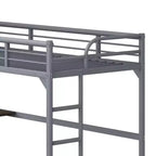 Okak Minimalism Loft Bed with Build-In Desk, Twin Loft Bed with Ladder and Guardrails, Bed Frames for Kids and Teenagers