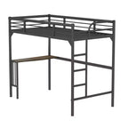 Okak Minimalism Loft Bed with Build-In Desk, Twin Loft Bed with Ladder and Guardrails, Bed Frames for Kids and Teenagers