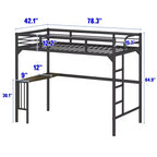 Okak Minimalism Loft Bed with Build-In Desk, Twin Loft Bed with Ladder and Guardrails, Bed Frames for Kids and Teenagers