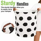 Garnen 80L Canvas Collapsible Laundry Hamper, Foldable Laundry Basket Organizer, Polka Dot Hamper Dirty Clothes Hamper Toy Storage Organizer for Kids