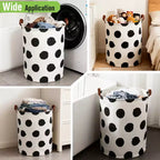 Garnen 80L Canvas Collapsible Laundry Hamper, Foldable Laundry Basket Organizer, Polka Dot Hamper Dirty Clothes Hamper Toy Storage Organizer for Kids